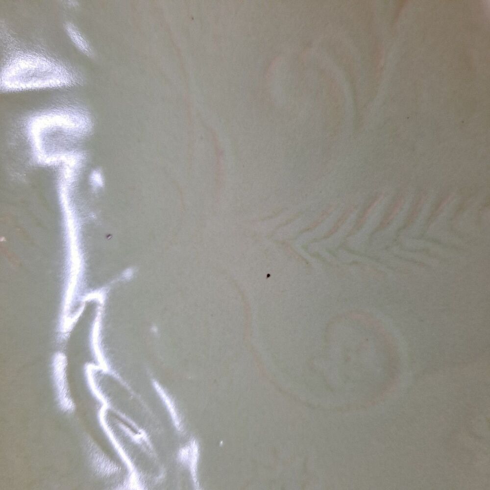 Vintage HULL Pottery Console Footed Bowl Green USA I-18 Glazed Leaf Pattern - Picture 8 of 10